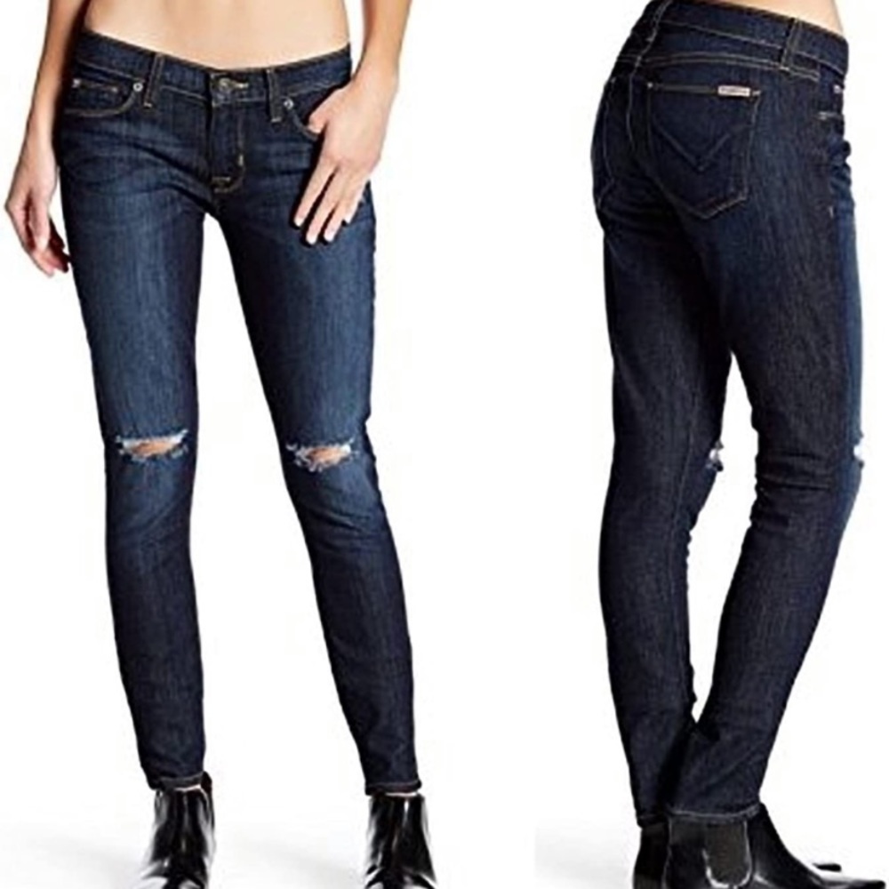 HUDSON Krista Super Skinny Jean‎ Distressed Dark Wash 28